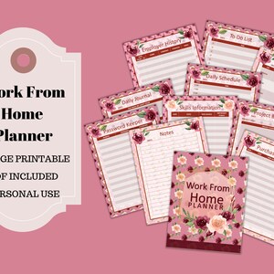 Work From Home Planner Printable PDF 15 Pages