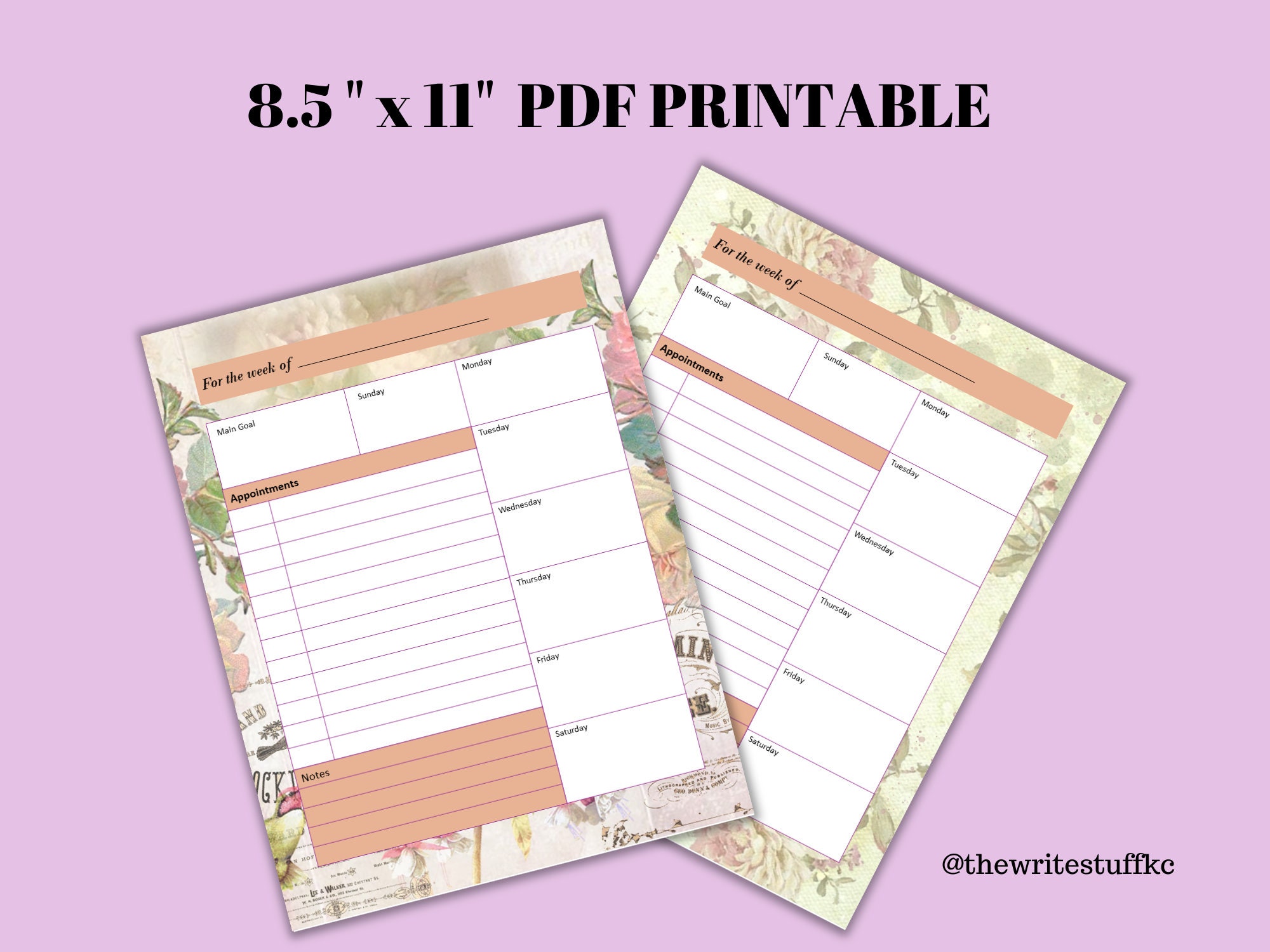 undated weekly planner printable template weekly schedule