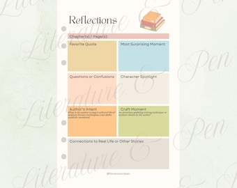 DIGITAL PDF | Active Reader Reflections | Custom Keepsake Reading Reflection Journal Page