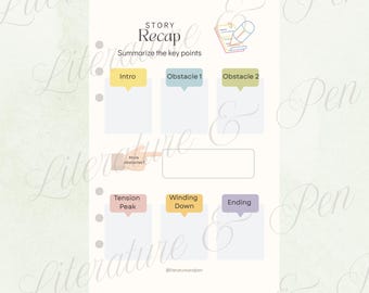 DIGITAL PDF | Story Recap - Summary | Custom Keepsake Reading Reflection Journal Page