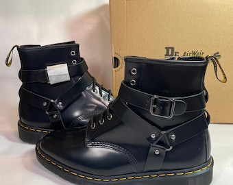 Dr. Martens Cristofor Leather Harness Lace Up Boots 'Black' 27485001 New W/Box