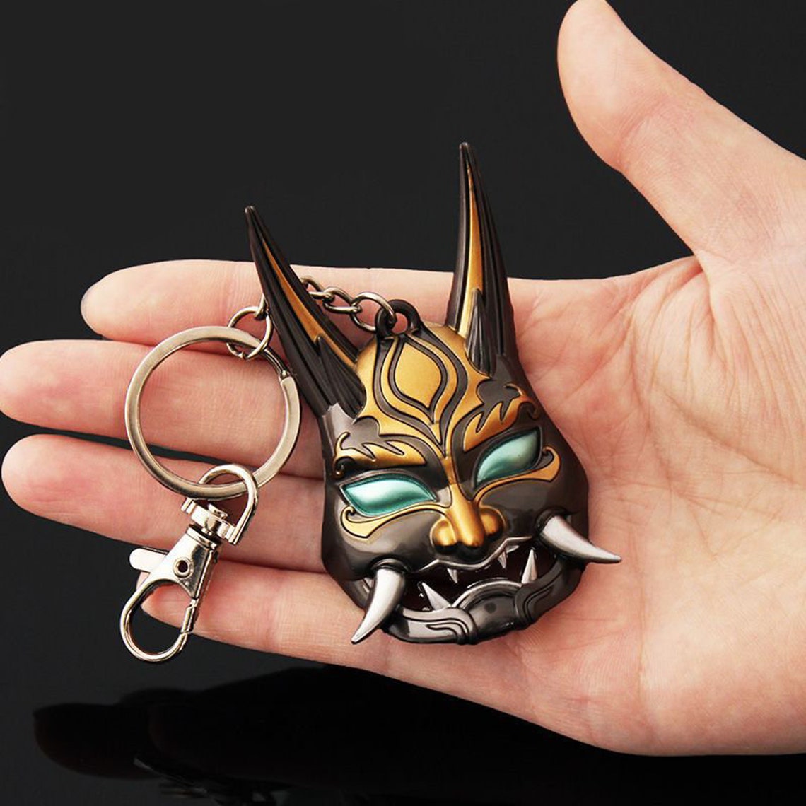 Genshin Impact Keychain Metal Genshin Xiao Mask Keychain Etsy