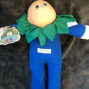 Cabbage Patch Kids Doll Bald green leaves 1984 added tag figure bald blue body