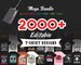 2000+ Editable T-Shirt Designs Mega Bundle | psd, ai, eps, svg, png, jpg, fonts, commercial-use license, vectors pack, popular pod niches 