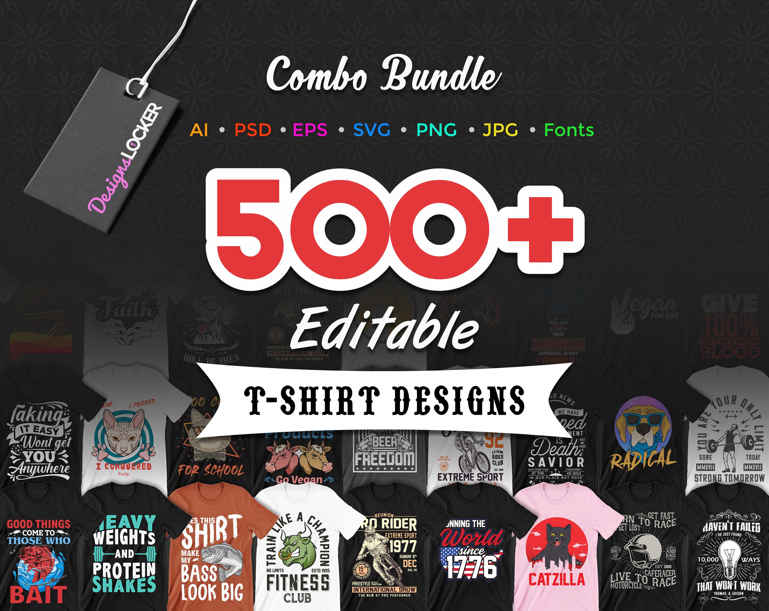 Download 500 Editable T Shirt Designs Combo Bundle Psd Ai Eps Etsy