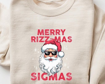 Merry Rizzmas Sigmas Funny Kids Santa Christmas Shirt,Gen Alpha Xmas Gift, Funny Santa Claus Sweater,Funny Middle Schooler Gift, Xmas Hoodie
