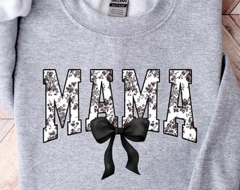 Sudadera con lazo floral para mamá, camisa floral para mamá, regalo para mamá, camisa de moda para mamá, camisa del día de la madre, camisa estética, sudadera con capucha para mamá