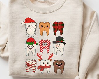 Funny Christmas Teeth Sweatshirt, Christmas Dentist Shirt, Christmas Gift For Dentist,Holiday Sweatshirt,Christmas Dental Squad