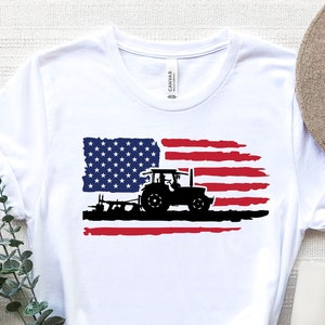 Farmer Shirt, US Tractor Shirt, American Farmer, Farmer Gift Shirt, Agriculture Shirt, American Flag Shirt, Support Local Farmer Shirt