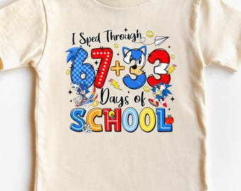 Sonic 100 Days of School Shirt, 100 Days Of School Shirt, I Sped Through 100 Days Shirt For Kids School Shirt, Back to School Shirt