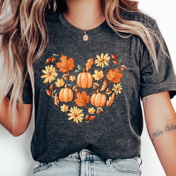 Halloween Heart Shirt, Halloween Pumpkin Tee,2023 Happy Halloween,Retro Spooky Season,Funny Halloween Shirt,Floral Pumpkin Shirt