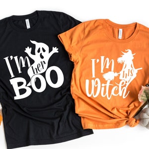 Halloween Couple Shirts, I&#39;m Her Boo, I&#39;m His Witch, Funny Halloween Shirt, Halloween Shirt, Halloween Party T-shirt, Halloween Witch Shirt,