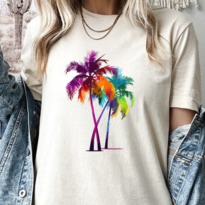 Palm Tree Shirt, Palm Beachy Summer Shirt, Summer Holiday Shirt, Summer Vacation Gift, Hawaiian Shirt, Girls Trip
