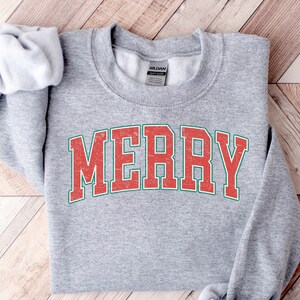 Merry Sweatshirt,  Retro Merry Shirt, Cute Christmas Crewneck, New Year Shirt, Womens Holiday Tshirt, Merry Crewneck, Christmas Gift for Her