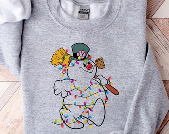 Funny Snowman Xmas Light Shirt, Snowman Winter Shirt, Snowman Holiday Sweatshirt, Trendy Christmas, Christmas Gift, Xmas Holiday Sweatshirt