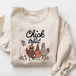 Halloween Chick or Treat Sweatshirt, Halloween Chicken Sweatshirt, Halloween Funny Chicken Shirt, Ghost Chicken Shirt, Chicken Lovers Shirt