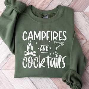 Campfires and Cocktails Sweatshirt, Camper Group Sweatshirt, Camping Hoodie, Hiking Sweatshirt, Caravan Life Sweatshirt, Adventure Hoodie