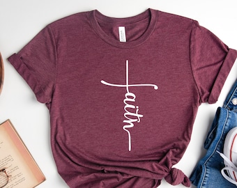 Faith Shirt, Faith Cross Shirt, Christian Gift, Faith Gift, Christian Shirts , Love and Grace Shirt, Faith Cross, Vertical Cross