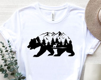 Mountain Bear Shirt,  Camping Shirt, Wilderness Travel Tee, Wanderlust Shirt, Bear Sweatshirt, Adventure Shirt, Mountain TShirt