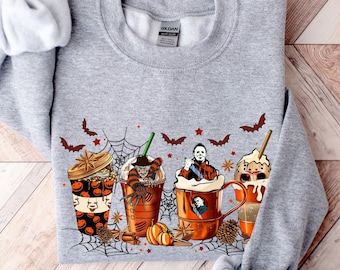 Skeleton Coffee Cups Sweatshirt, Coffee Cups Sweatshirt, Skull Coffee Cup Sweatshirt, Skeleton Halloween Sweatshirt, Coffee Lover Sweatshirt