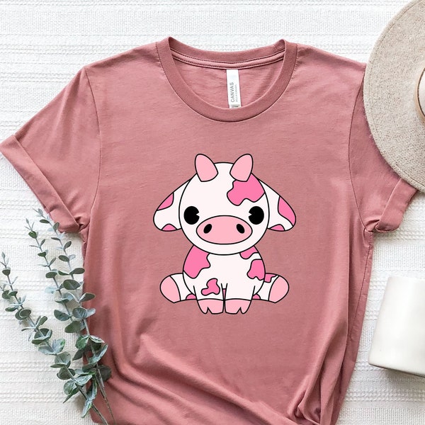 Strawberry Cow Shirt, Cute Cow T Shirt, Cow Lover Shirt, Farm Girl ,  Western Tee, Country Shirt, Animal Shirt, Farming Shirt