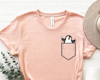 Pocket Penguin Shirt, Penguin Shirt, Penguin Lover Gift, Animal Lover, Penguin Toddler, Shirts for Women, Penguin Baby Clothes