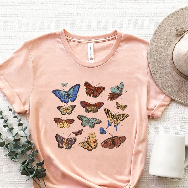Butterfly Collage Shirt, Butterfly Lover Tee, Papillion Shirt, Graphic Tee, Insect Shirt, Aesthetic Clothing