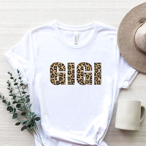 Gigi Leopard Shirt, Grandma Shirt, Gift for Grandmother, Mothers Day Gift, Leopard Print Shirts for Women, Pregnancy announcement