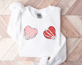 Valentines Heart Grab Sweatshirt, Womens Valentines Day Sweatshirt, Skeleton Sweater, Valentines Day Shirt, Gifts For Her