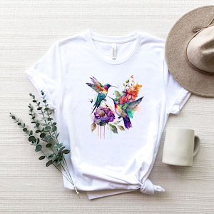 Hummingbird Shirt, Watercolor Birds T-shirt, Nature Tee, Watercolor Hummingbird, Bird Watercolor Shirt