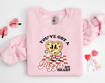 You've Got A Pizza My Heart Valentines Day Sweater, Retro Pizza Lover Sweater, Vday sweatshirt, Cute Galentines Sweater, Checkered TShirt