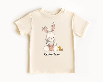 Girls Easter Toddler Shirt, Custom Spring Kids Tee, Easter Bunny Natural Shirt, Easter Family Trip Shirt, Personalized Easter Shirt