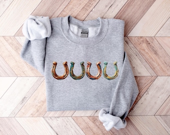 Horseshoe Brushstroke  Sweatshirt, Equestrian Horse Lover Gift, Country Girl Apparel
