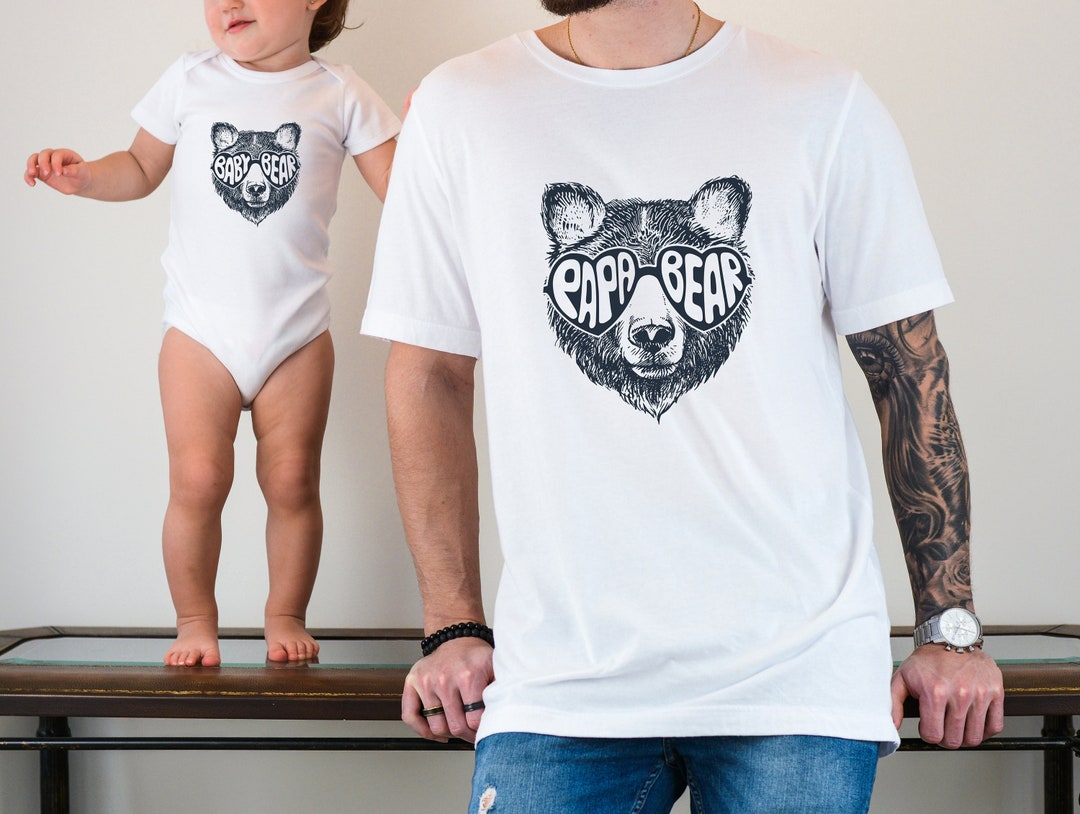 Papa Bear Shirt Funny Dad Son Matching Fathers Day Outfit