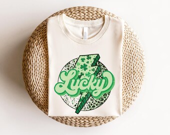 St Patrick's Day Kids Shirt, Lucky Lightning Shirt, Womens St Patrick Gift, St Patrick's Day Shirt