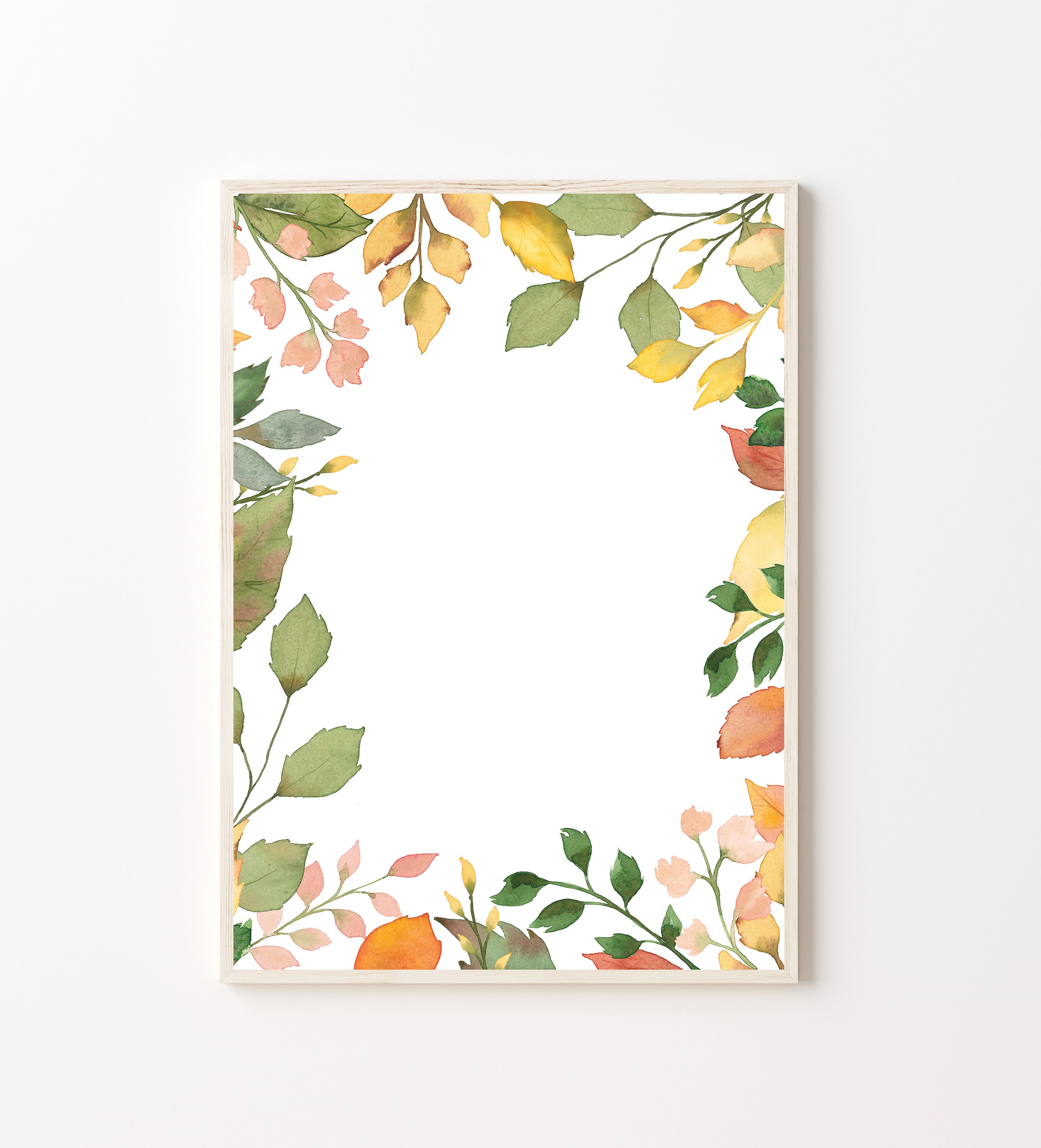 Fall Folliage, Leaves, Invitation, Party Decor, Printable, Inspirational Quote, Frame,Watercolor, Painting, Autumn Theme, Bridal Shower