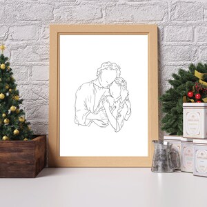Minimalist Nativity Line Art, Christian Decor, Digital Download, Printable, Mary and Joseph, Baby Jesus, Christmas Art, Gift, Christmas Card