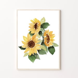 Sunflower Watercolor, Floral, Cute Summer Instant Digital Download, Printable