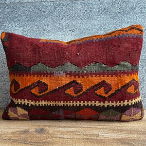 16x24 Decorative Kilim Pillow, Throw Pillow, Boho Decor Pillow, Turkish Kilim Pillow, Kilim Cushion Cover, Kilim Pillow Cover 16x24 No:2459