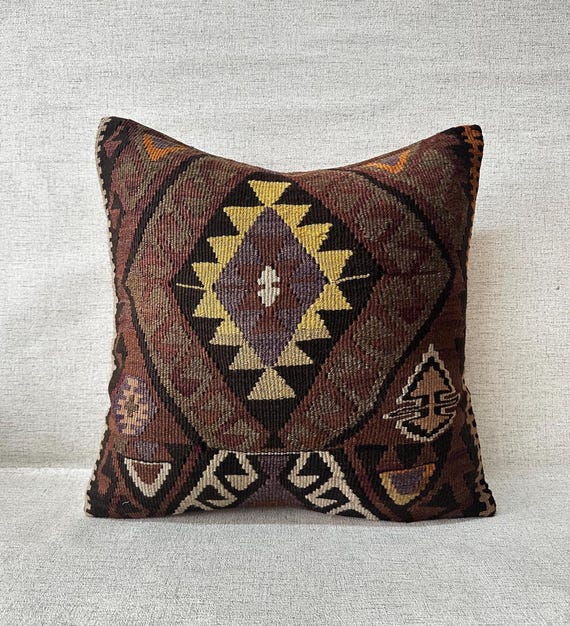 Kelim Kissen, 20x20 türkisches Kelim Kissen, Boho Kissen, Dekokissen, Dekokissen, Stammeskissen, Sofa Aztekenkissen, Kelimkissen Ethnischer Stoff P1134