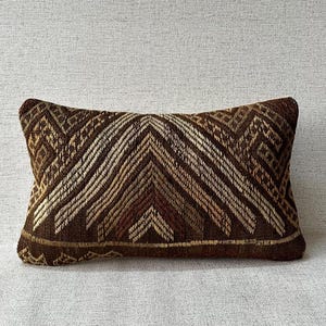 Vintage Kilim Pillow Cover 12x20: Turkish Boho Cushion, Ethnic Home Decor Throw Pillow,Kilim Lumbar,Rug Pillow,Kilim Cushion,Pillow P2027
