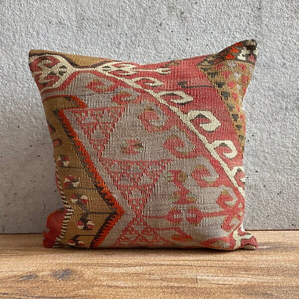 Anatolian Handwoven Kilim Pillow, Cushion cover, Kilim Pillow Cover, Tribal Pillow, Ethnic Kilim Pillow,Kilim Cushion Cover,Pillow No:6295