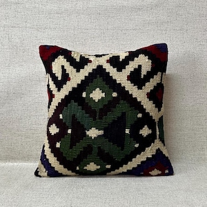 Ethnic Kilim Pillow, 16x16,Decorative Throw Pillow,Turkish Kilim Pillow,Vintage Kilim Pillow, Cushion Cover,Carpet Pillow,Kilim Cushion P303