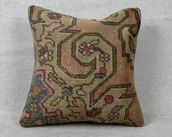 Turkish Kilim Pillow 20x20, Decorative Throw Pillow,Boho Pillow, Ethnic Kilim Pillow, Sofa Aztec Pillow, Cushion Cover, Pillow Case P1398