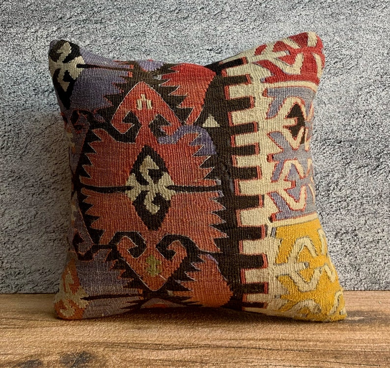 Ethnic Kilim Pillow,16x16 Kilim Pillow,Kilim Pillow Cover,Kilim Pillows,Kilim Cushion No:0283