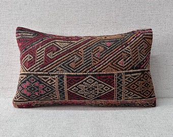 Authentic Pillow Case, Kilim Pillow, Wool Cushion Cover, Natural Kilim Pillow Cover, Boho Pillow, Turkish Kilim Pillow, Sofa Pillow P2235