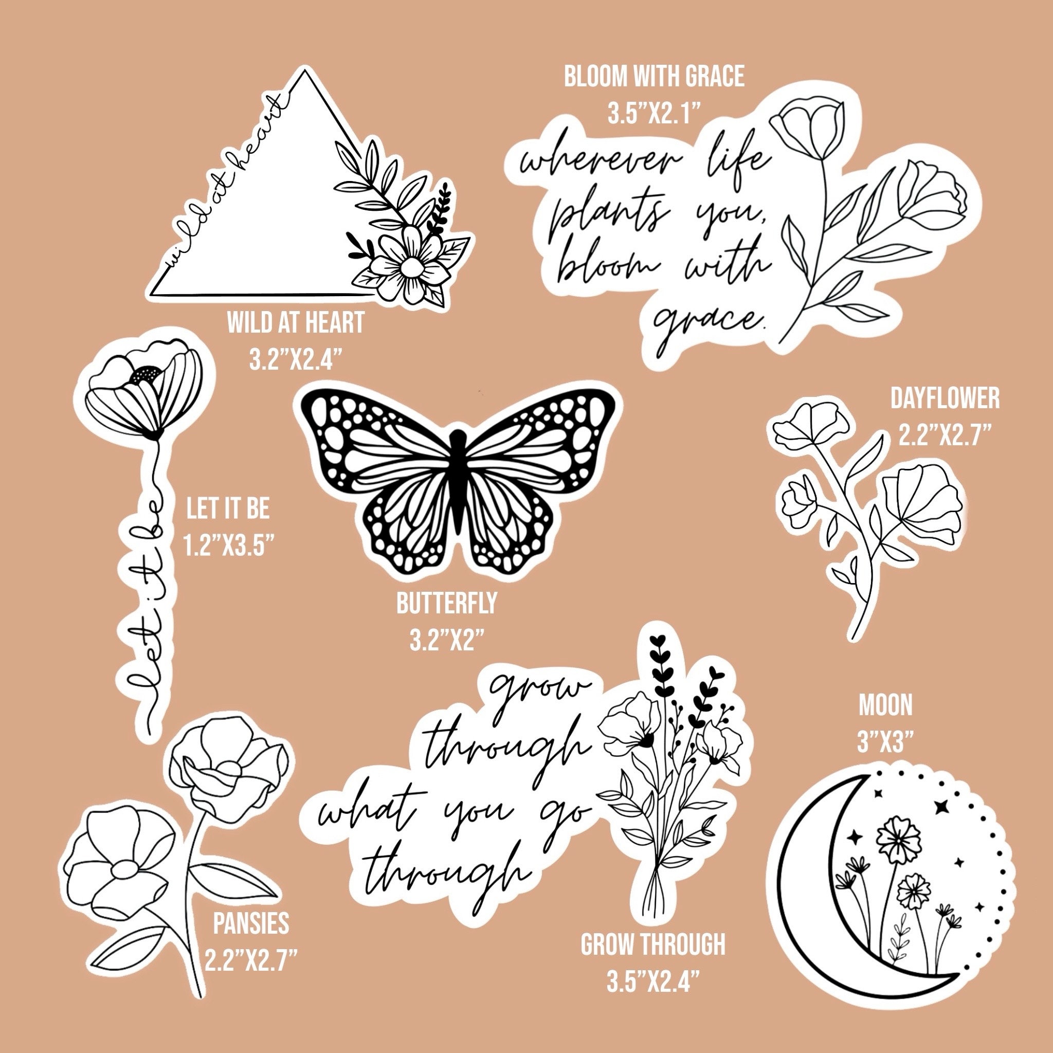 Minimalist Boho Aesthetic Sticker Pack Free Shipping Etsy UK