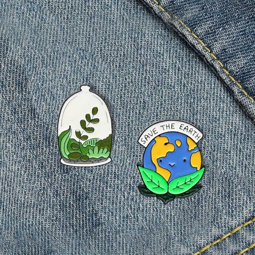 Save the Earth and Greenery Enamel Pins - Etsy