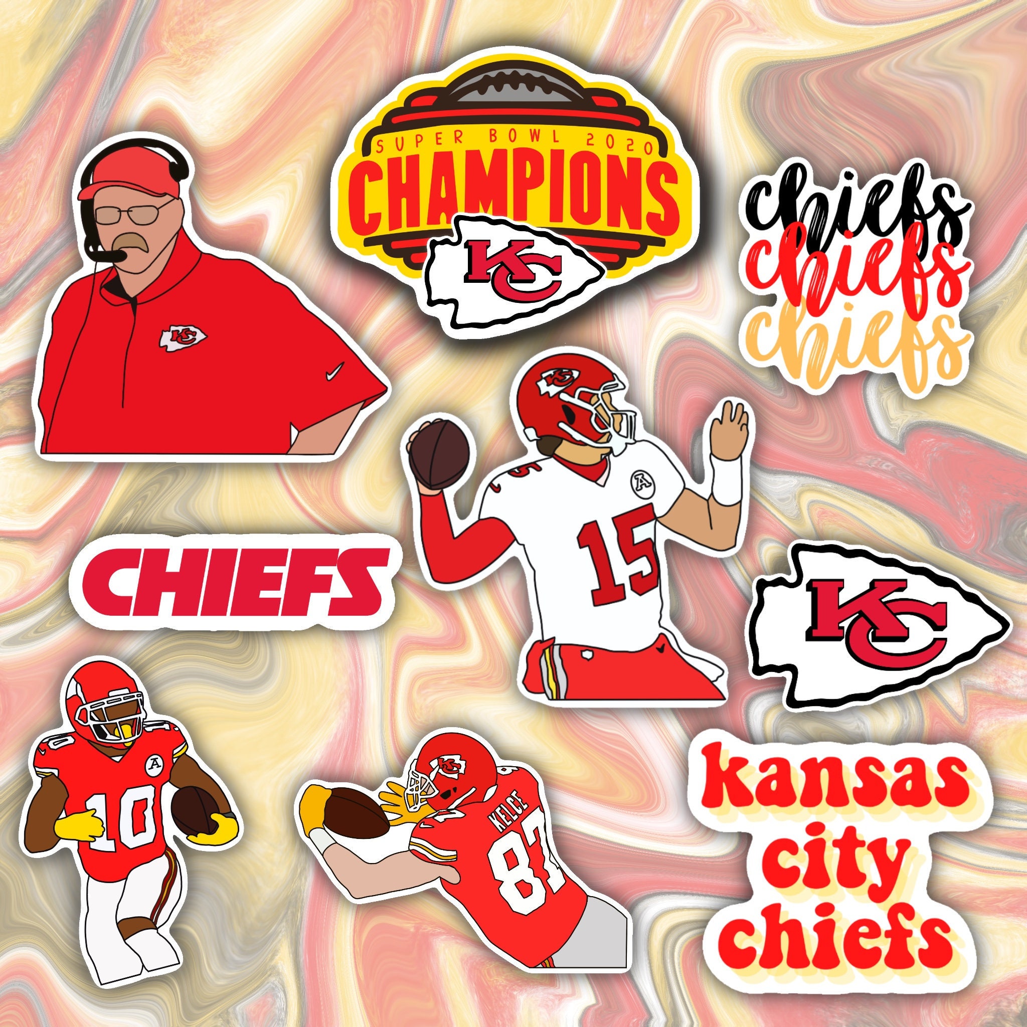 Kansas City Chiefs  Waterproof Sticker Pack 2020 NFL Super Bowl Champ…