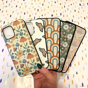 Retro Phone Cases, Vintage 70s Aesthetic, Indie grunge hippie groovy good vibes abstract floral psychedelic 70's clothing peace